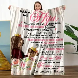 Spanish Mom's Letter to Daughter Blanket, Warm and Comfortable Air Conditioning Blanket, Personalized Flannel Blanket, Suitable for All Seasons