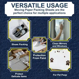 13×12 inches, 100 small white packing paper sheets for moving supplies; protects fragile items such as china and glasses; small wrapping paper for shipping and box filler for moving boxes