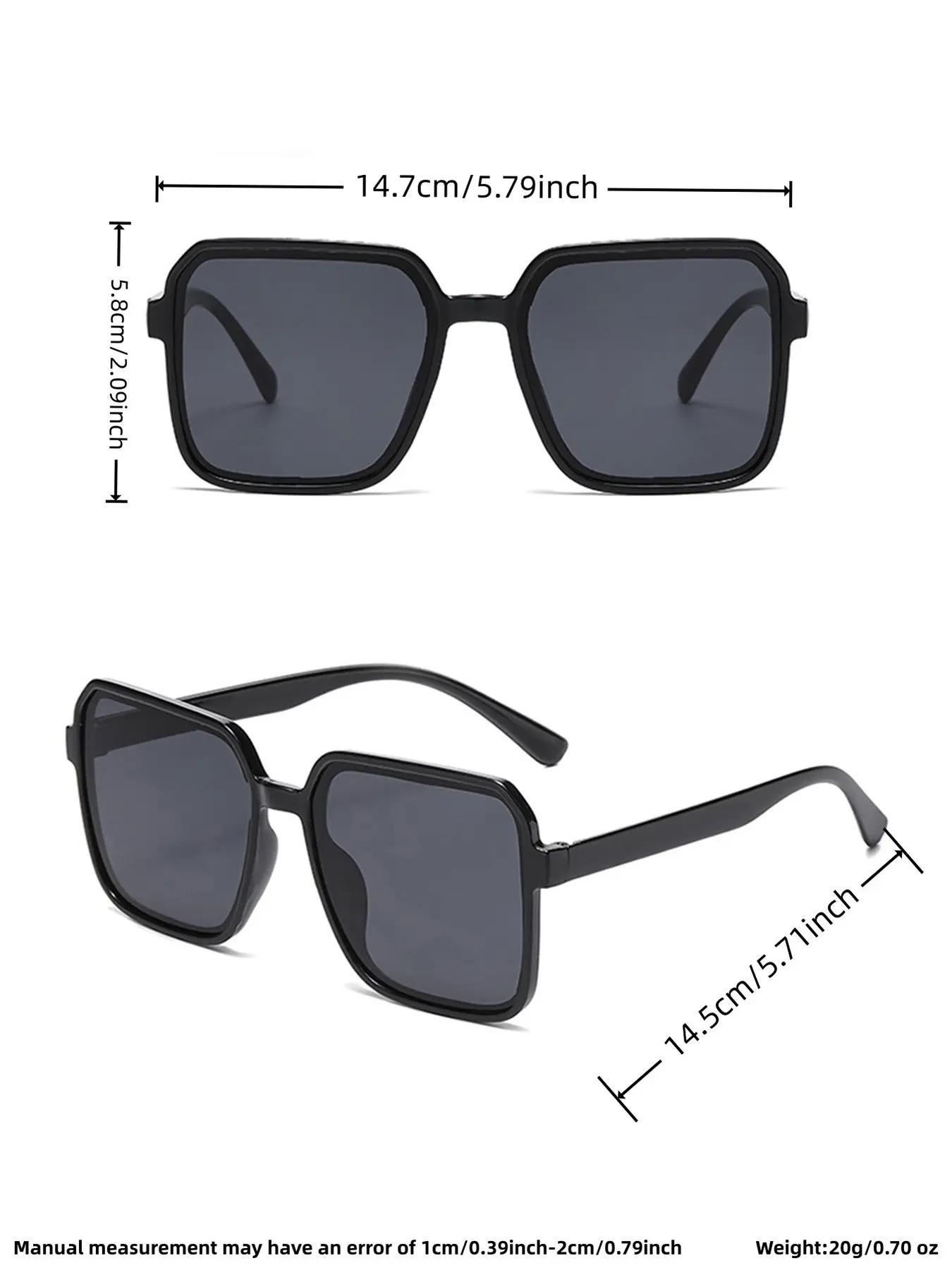 Oversized Square Polarized Sunglasses Retro Classic Simple Frame Amazon.com: The Fresh Flat Lens Retro Oversized Square  main image 2