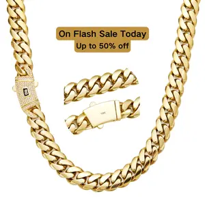 14K Gold-Plated Miami Cuban Link Necklace Features the latest electroplated gold-plating Technology Anti-Rust Technology and hypoallergenic properties Black S-clasp with diamond-studded clasp,Hiphop/Punk style,Matelasse Chain,2026 gift