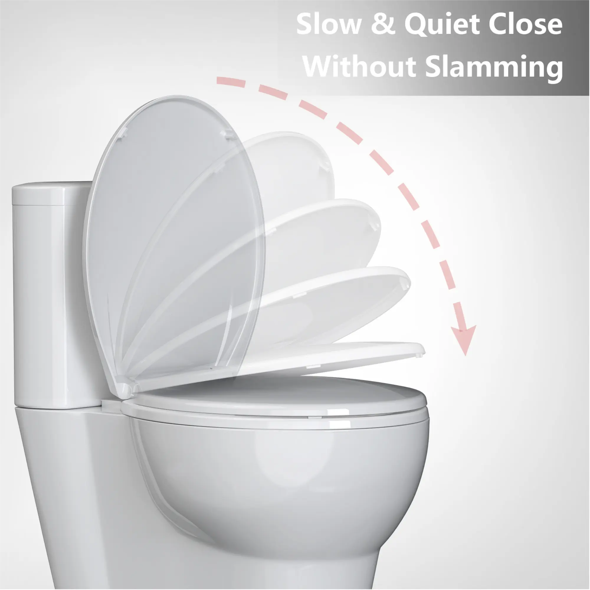White Elongated Toilet Seat with Slow Close Lid, Easy-Clean Stain-Resistant Plastic Cover, Quick-Release Hinges, Quick-Attach Hardware, Child Seat & Easy-Install Design for Home Bathrooms
