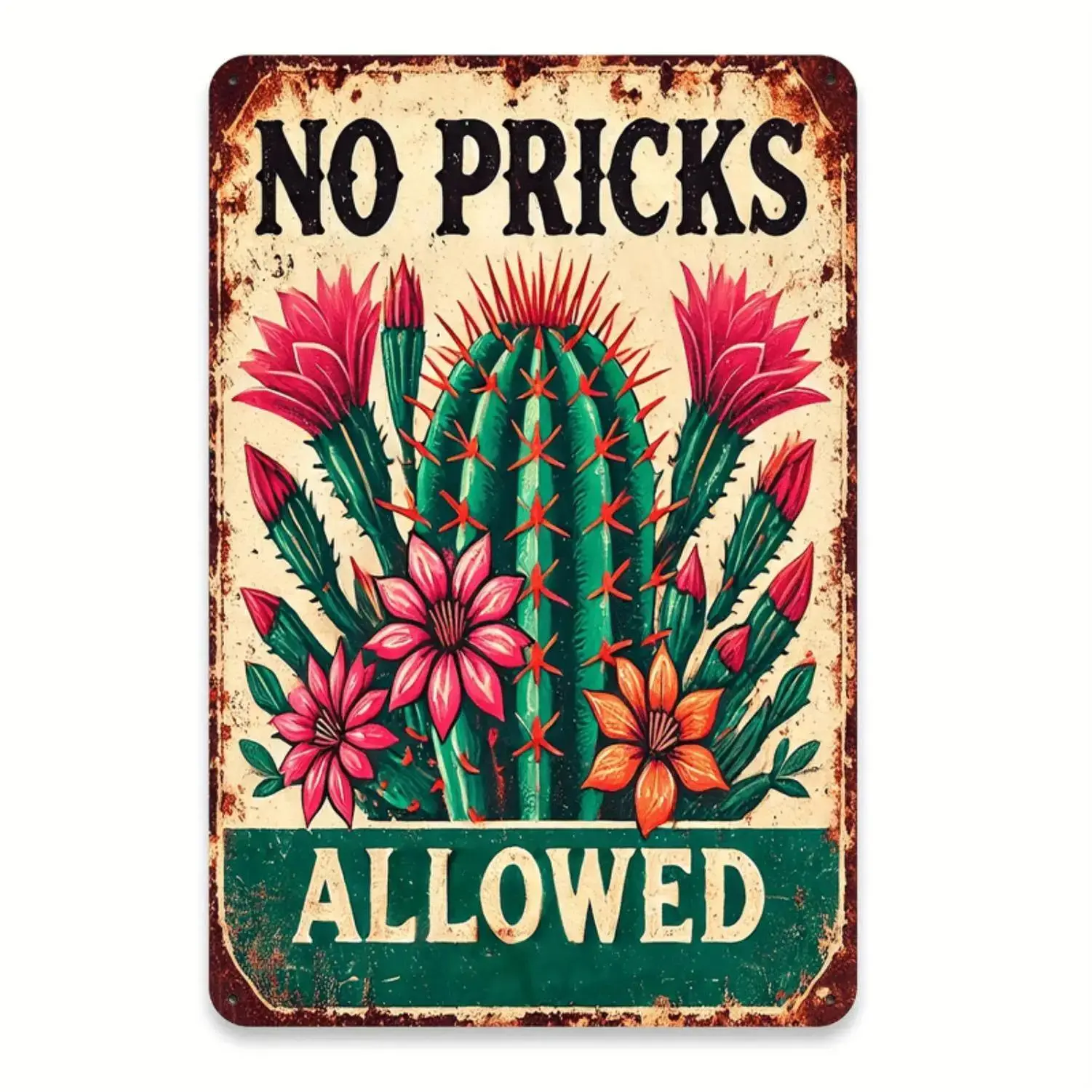 Retro Cactus Metal Art Sign with Vibrant Desert Design for Rustic Home and Office Decor Stylish Wall Decoration for Any SpaceHumorous Desert Decor for Home & Office,Waterproof & Rustproof Aluminum Decor for Garden Patio & Bar, Retro Decorative Plaque