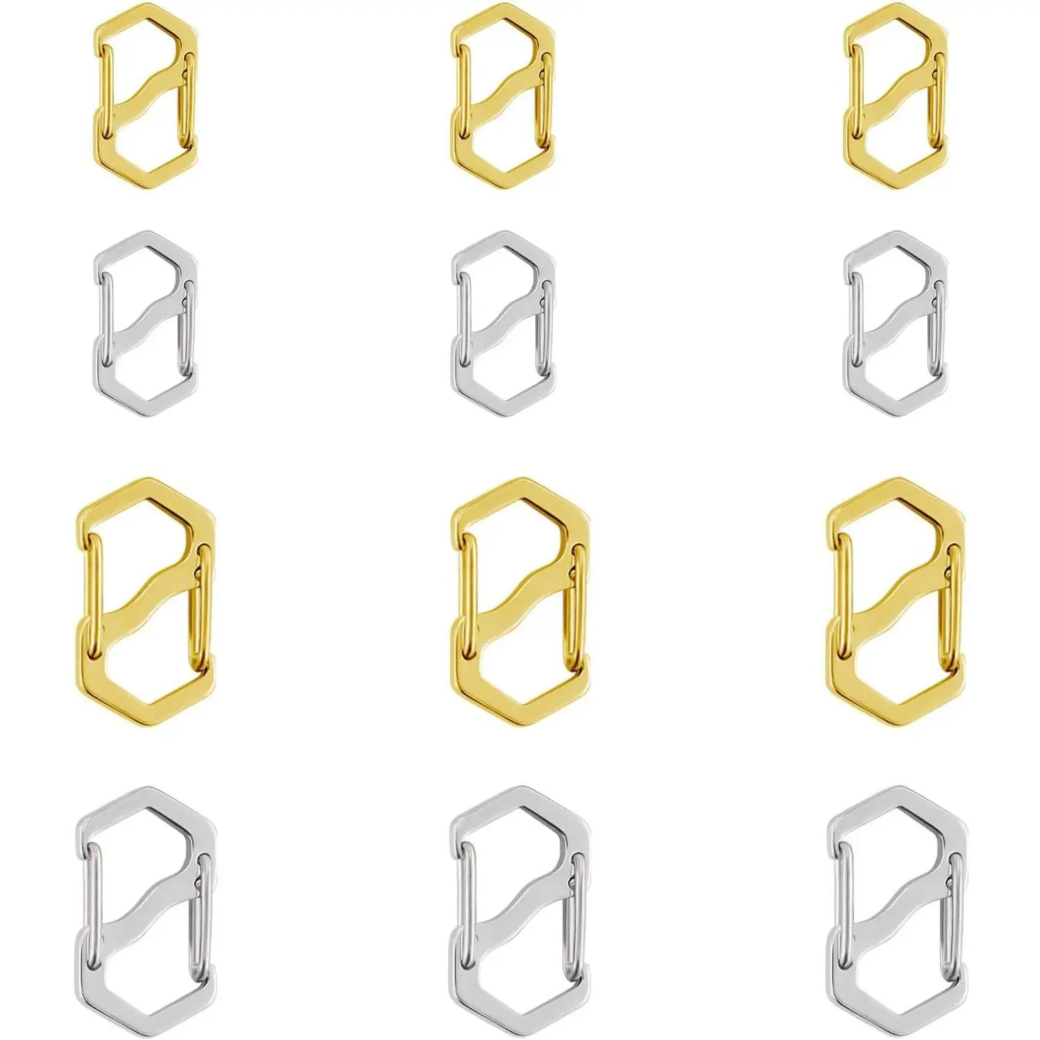 DIY Beading Jewelry Making Stainless Steel Double-Opening S-Lock Adjustable Clasp Chain Necklace Shorteners - Gold & Silver Jewellery Connectors (3S+3M Gold, 3S+3M Silver)