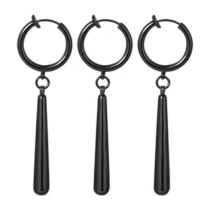 OIDEA Zoro Anime Ear Earrings 3-Pack, Stainless Steel Clip On Fake Piercing Back Clip Earrings, Men's Accessories for Men Women Black Cosplay Costume Jewelry