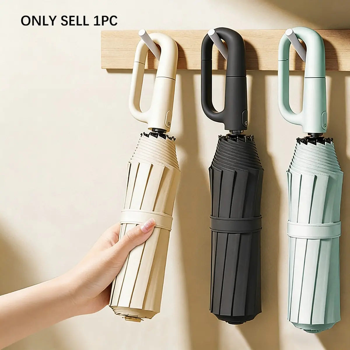Full Automatic Ring Hook Umbrella, Large Thick Reinforced Hanging Foldable Rain and Sunny Dual Use Windproof Fishing Umbrella, Rainproof Umbrella, Windproof Folding Umbrella, Fully Automatic Umbrella