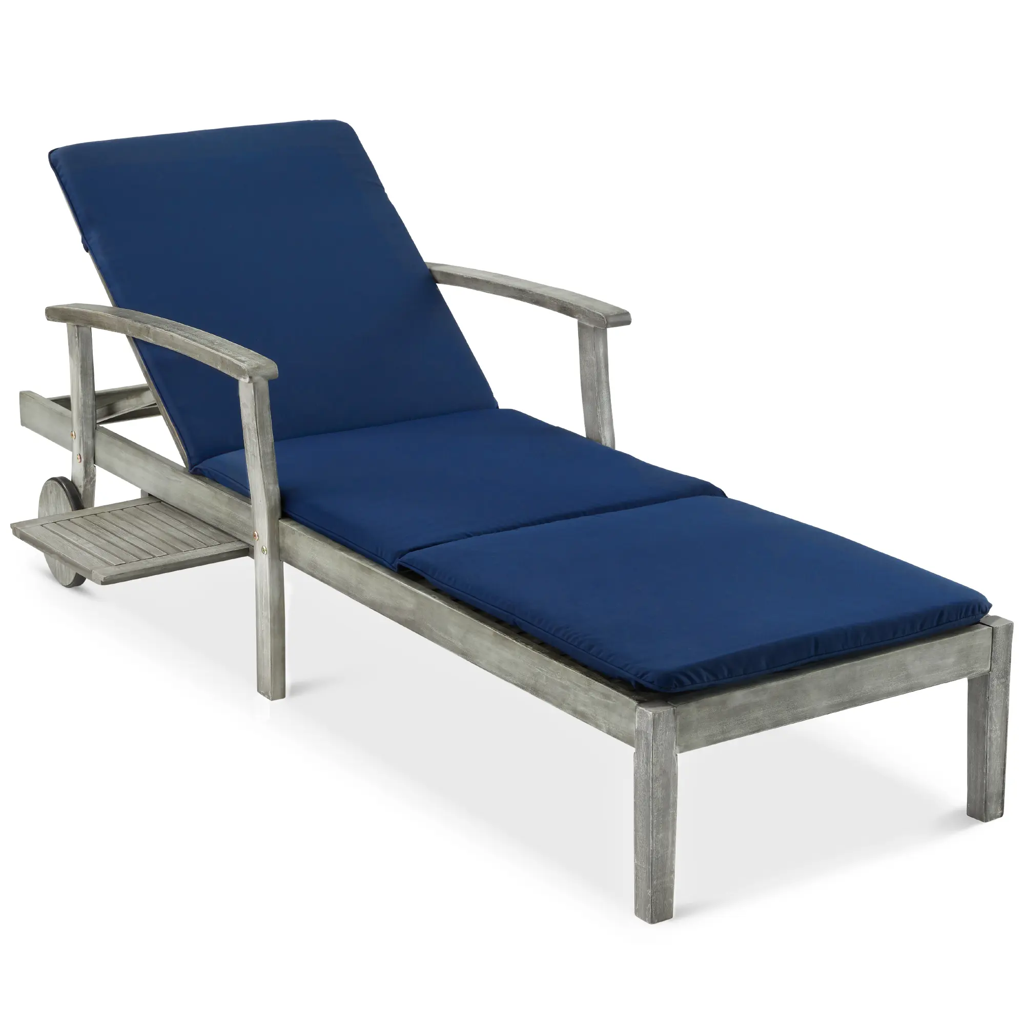 Best Choice Products 79x26in Acacia Wood Outdoor Chaise Lounge Chair w/ Adjustable Backrest, Table, Wheels Best Choice Products 79x26in Acacia Wood Outdoor Chaise Lounge Chair w/ Adjustable Backrest, Table, Wheels