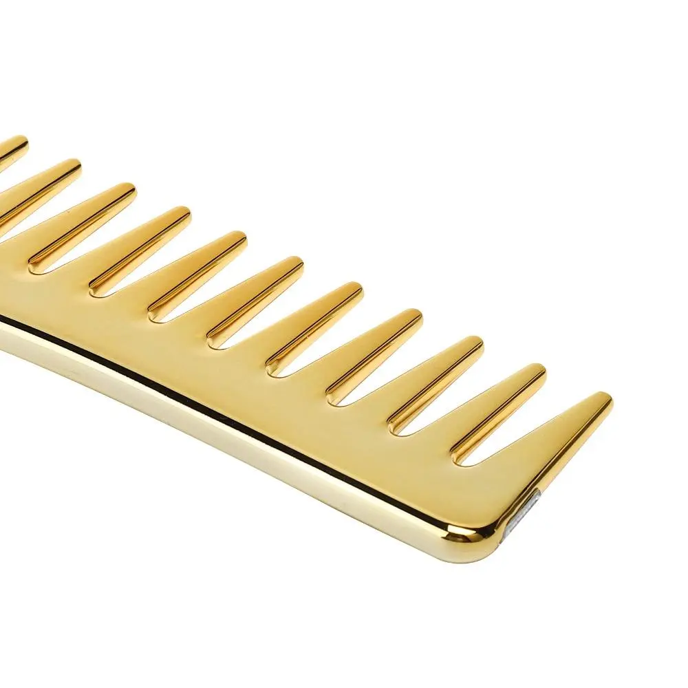 For Travel Use No Handle Wide Tooth Comb Plastic Gold Color Salon Comb Wide Tooth Design Professional Shampoo Comb Home Use