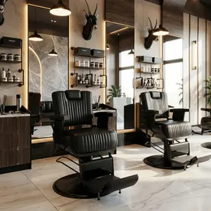 Baasha Professional Barber Chair, Vintage Barber Chairs, Reclining Salon Chair with Removable Headrest, Heavy-Duty Hydraulic Tattoo Chairs with Comfortable Seat Cushion, Salon Chair for Home