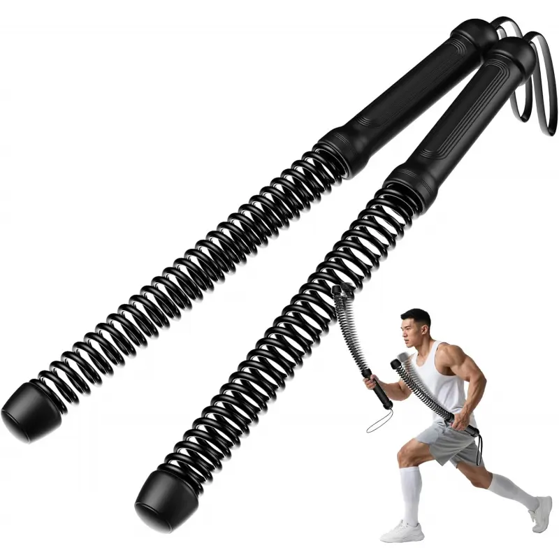 2PCS Stainless Steel Ropeless Battle Ropes - Heavy-Duty Home Gym HIIT Equipment with Soft Rubber Handles, Secure Grip, Anti-Slip Design for Arm & Core Muscle Building, Portable Hand Strengthener for Beginners & Fitness Enthusiasts