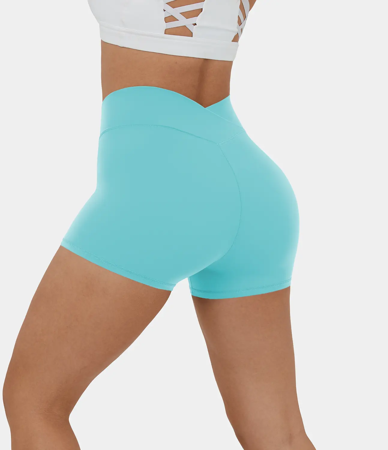 Halara Softlyzero️ High Waisted Crossover Plain Yoga Biker Shorts 3''Athletic Workout Shorts