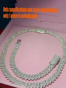 14mm 2-Row Vvs Chilled Hip-Hop Jewelry, Ice Drill Cuban Chain Necklace, Diamond-Encrusted Luxury Custom Letter Pendant