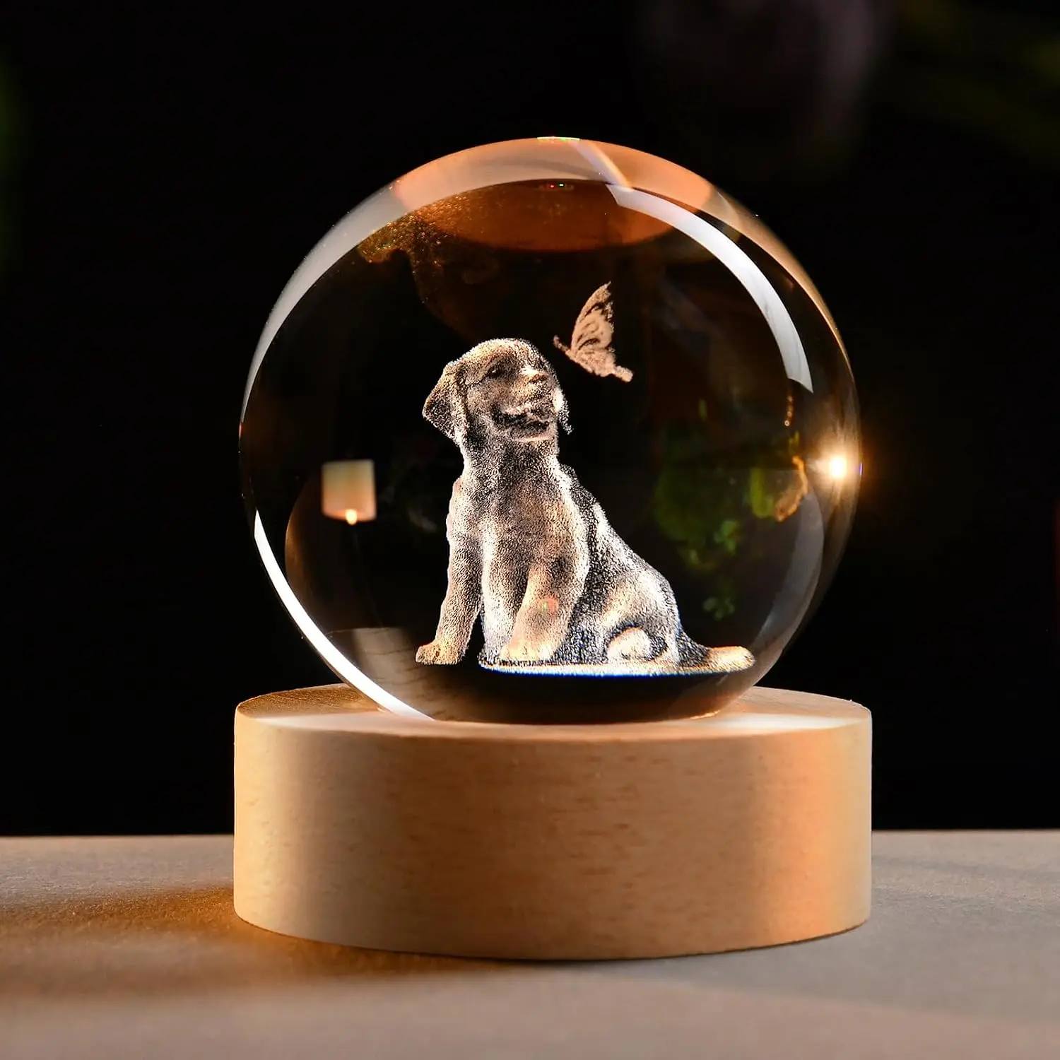 IFOLAINA 3D Dog Crystal Ball Ideal Gifts for Mom Dad Dog Lovers | Birthday Gifts for Friends Pet Owners 3D Crystal Puppy Sphere Lamp Decorative Glass Figurine Home Decor