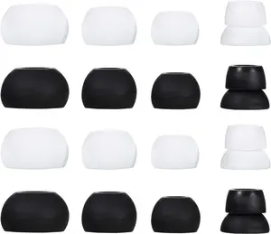 16 count Silicon Replacement Eartips Earbuds Eargels for Powerbeats 1, Powerbeats 2, Powerbeats 3  Stereo Earphones, 4 Pairs Black & 4 Pairs White (Black & White)