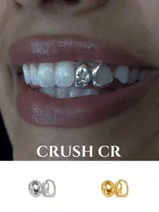 CRUSH CR 18K Gold Plated Open Face Star Grillz Teeth for Women Men Unisex Content Creators,  Y2K Oral Dental Jewelry, Ideal for Music Festivals, Themed Parties, Night Outings TikTok Photoshoots, Hypoallergenic Design Ensures Comfort for All-Day Wear