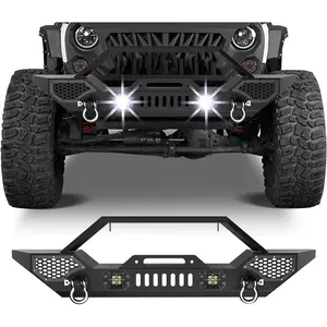 Front Bumper Compatible with 2007‑2018 Wrangler JK & Unlimited JKU (2/4 Doors)&Wrangler TJ 1997-2006 (2/4 Doors) – Rock Crawler Off‑Road Full Width Bumper with Winch Plate Mounting & 2 × D‑Rings