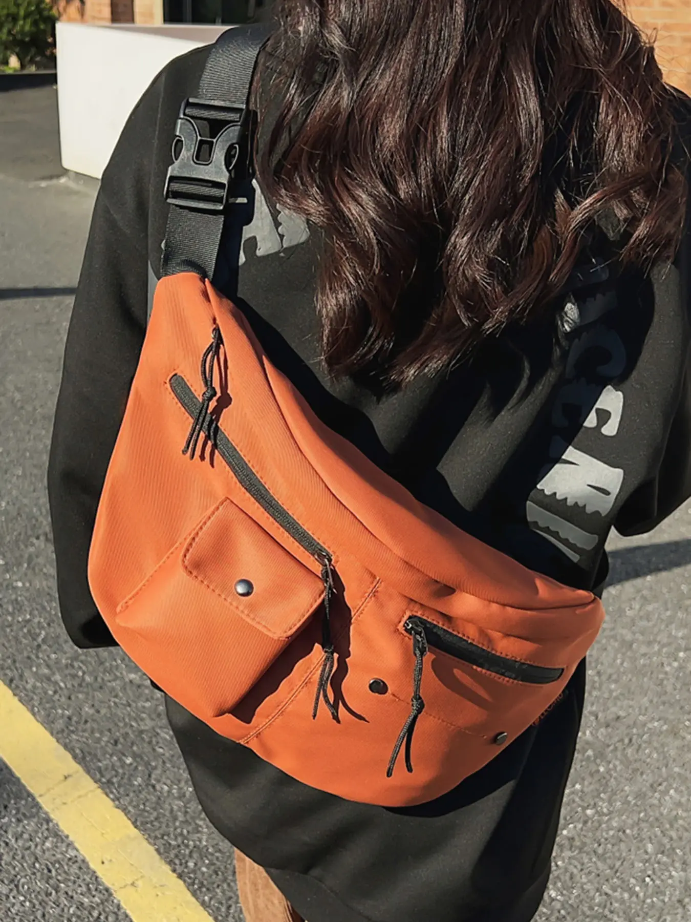 Simple design chest bag, multi-compartment workwear style, multi-color optional, retro personality trend shoulder messenger bag, suitable for daily travel, shopping, Crossbody Fanny Pack, Casual Belt Bag, Zipper Fanny Pack