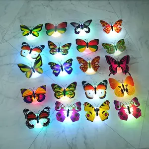 LED Butterfly Night Lights, 40 count 3D Glowing Butterfly Decoration Light Colorful Wall Stickers Light for Bedroom, Garden, Backyard, Lawn, Party, Living Room Decor with Randomly Different Color