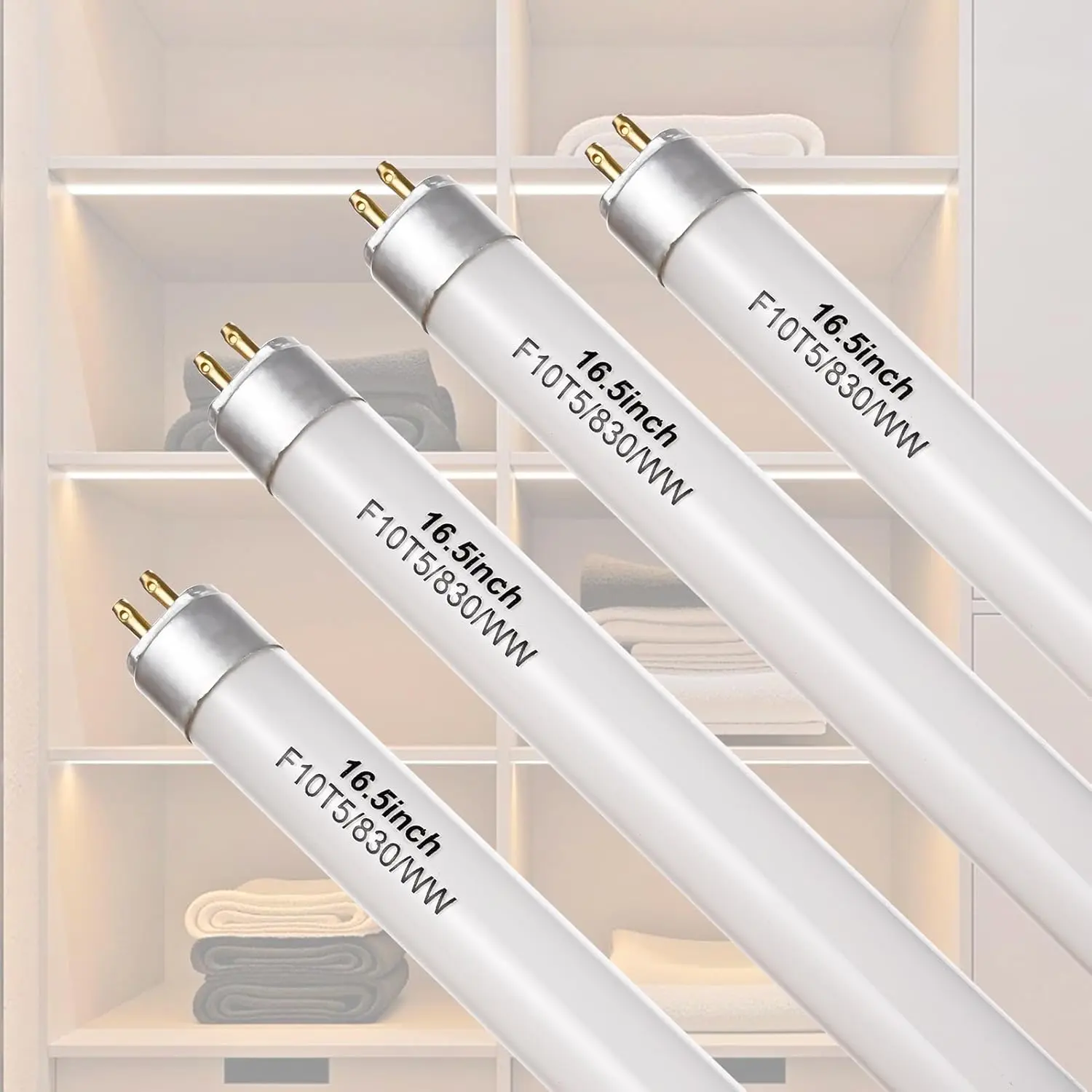 16" F10T5/830/L Fluorescent Bulb T5 10W 3000K Warm White Light Bulb Diameter 5/8" Replacement for Jasco  Under Cabinet Counter Light Fixtures (4 Pack)
