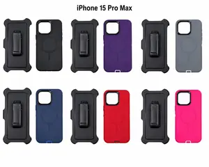 Heavy Duty Defender Case For 15 Pro Max with MagSafe & Holster/Kickstand