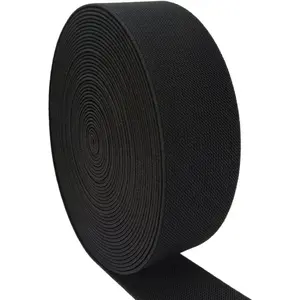 Black Wide Knit Elastic Band for Sewing 2 inch 10 Yards Double-Side Twill Woven Elastic Heavy Stretch Straps Elastic Spool for Clothing Pants Waistband Wigs Skirts Craft DIY Projects