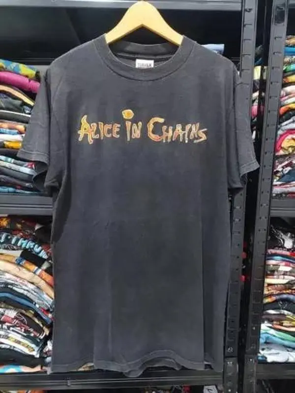 Alice in Chains Band Logo Shirt Black Color Gift Fan Unisex Tshirt Reprint S-5XL Cotton Menswear Top Decoration Streetwear Crewneck Casual Wetsuit Shortsleeve Tropical Graphic