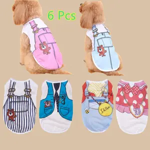 6pcs Dog Shirts for Small & Medium Dogs, Playful Printed Summer, Breathable Dog Shirts, Pet Apparel, Comfortable Dogwear, Puppy Clothes
