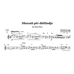 Dhuratë për ditëlindje, Albanian Flute Sheet Music