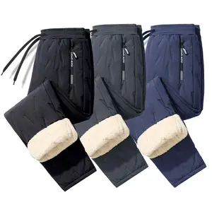 Men's Multi-piece set of solid color zip pocket thermal pants, regular comfortable casual waterproof drawstring waist, autumn and winter fleece-lined pants, sports casual, three-color simple sportswear, winter essential, everyday casual　 Plain SpringState