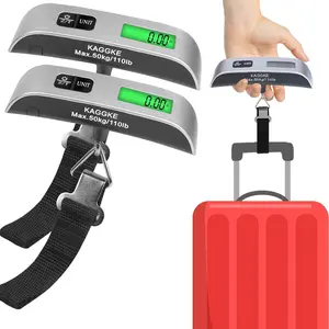 2 Pcs - silver Travel Digital Luggage Scale - Portable Baggage Scale - Suitcase Weight Scale - Ideal for Travel Scale Luggage Weight - 110LB/50KG, Includes Battery - Temperature Display Hanging Scales