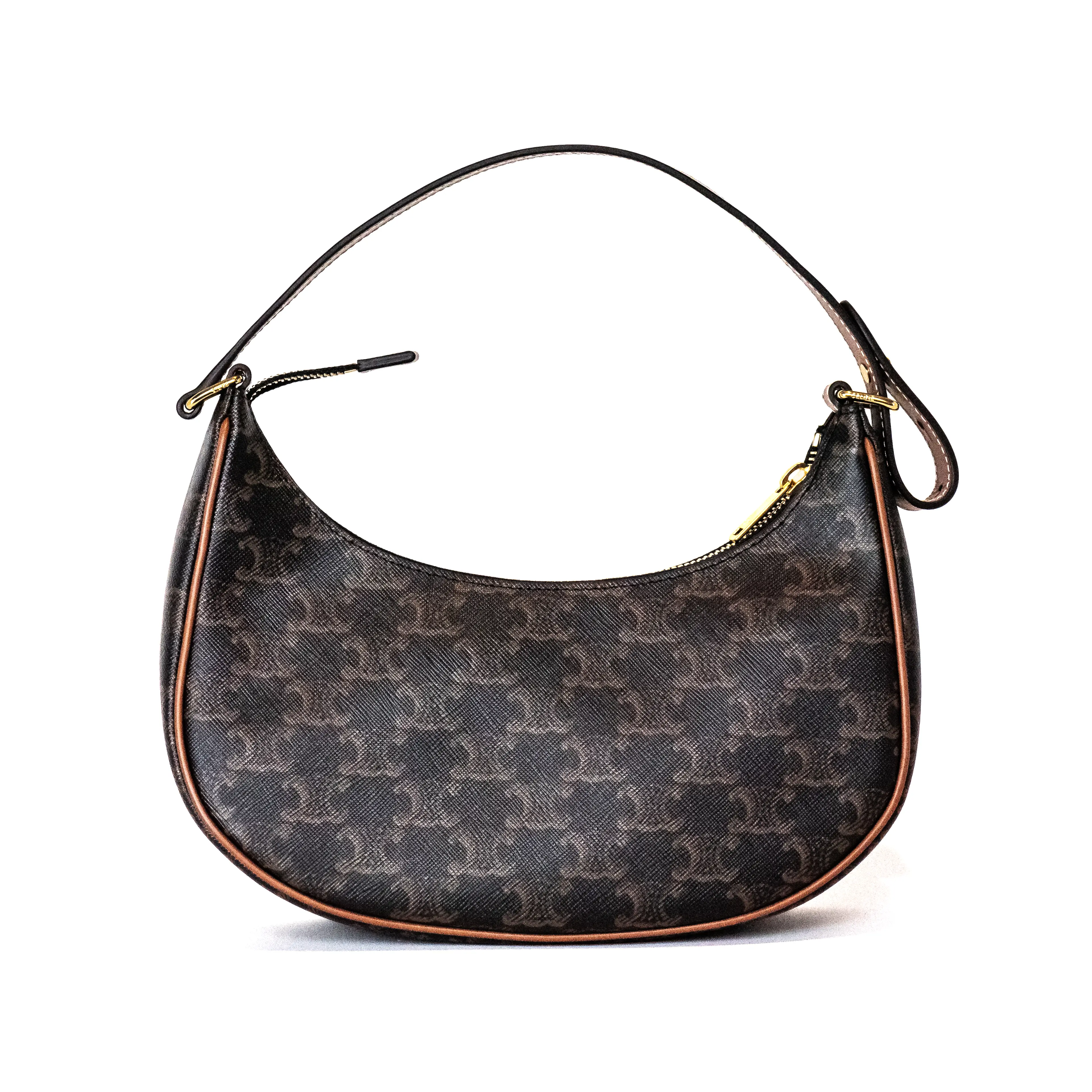 Pre-owned Celine Triomphe canvas and calfskin leather Shoulder Bags Ava Bag in Triomphe Canvas & Calfskin – Like New, Chic & Timeless