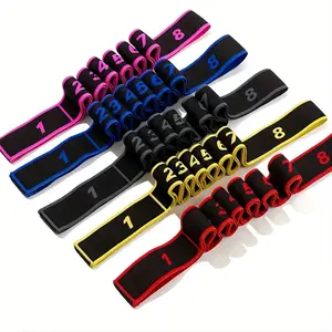 Elastic Yoga Stretch Strap with Numbered Segments, 8-Level Resistance Band for Yoga, Dance, Resistance Band Workout, Posture Training & Flexibility