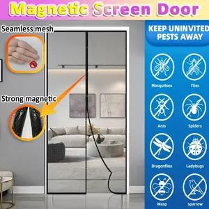 Punch-free Magnetic Screen Door, Automatic Closing Magnetic Mesh Screen Door Curtain - Anti-mosquito, Breathable Door Curtain for Bedroom, Kitchen, Living Room, Dining Room, Balcony, Home Use
