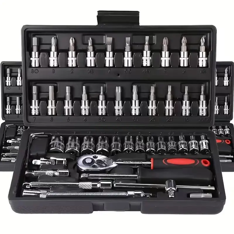 46pcs Home Car Repair Tool Set, Multifunctional Wrench Set, Ratchet Torque Wrench and Screwdriver Kit, Ratcheting Wrench Set, Ratchet Spanner Set, Motorcycle Tire HUB Maintenance, Portable Bicycle Repair Socket Wrench, Drive Sockets, Socket Offset Ratchet
