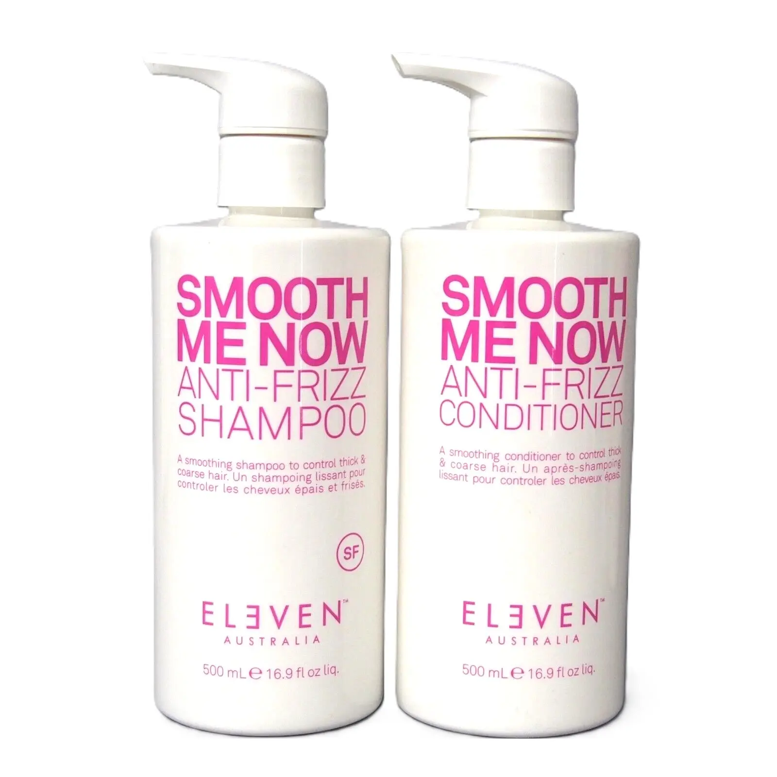 Eleven Australia Smooth Me Now Anti-Frizz Shampoo & Conditioner Set 500ml Each - Hydrating & Smoothing Formula for Thick Coarse Hair - Cruelty-Free & Paraben-Free