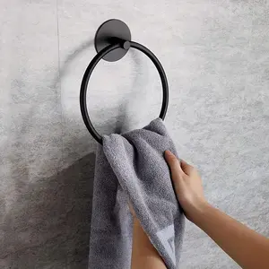Wall-Mounted Stainless Steel Towel Ring, No-Drill Bathroom Hook, Home Bathroom Toilet Kitchen Storage Ring, Durable and Space-Saving, Adhesive Wall Hooks