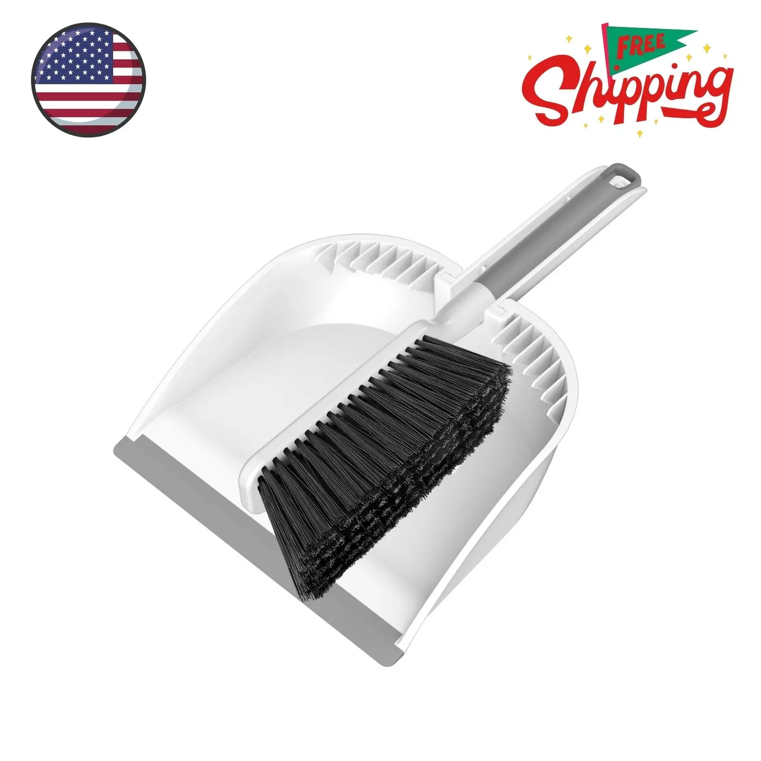 Dustpan and Brush Set, Nesting Snap-On Handheld Broom and Dust Pan