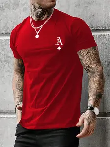 Men's Letter Print Round Neck Tee Summer Clothes, Regular Fit Casual Fashion Wear Soft Comfy Short Sleeve T-shirt For Summer, Men's Top For Daily Wear