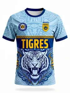 Youth Tiger Stripe Soccer Jersey - Light Base Color with 'Tigres' Lettering And Tiger Stripe Patterns - Suitable for Both Training And Matches, Casual Sportswear, Breathable Round Neck Design, Ideal for Sports And Everyday Wear,  Size