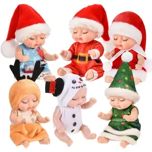 Mini sleeping baby doll, realistic close-eyed newborn doll toy Suitable for toddlers aged 1-3 | Soft vinyl quiet hug sensory toys, party favors, socks stuffing perfect Christmas gift