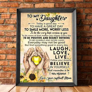 Personalized Softball Mother Letter To My Daughter Vertical Unfarmed Posters Home Bedroom Decorate