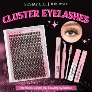 320pcs Lash Clusters Kit Natural Lashes Clusters 9-16mm Wispy Eyelash Clusters Kit Fairy Cluster Eyelash Extensions Thin & Invisible Band Lash Extension Kit with Lash Glue and Lash Tweezers, D-Curly