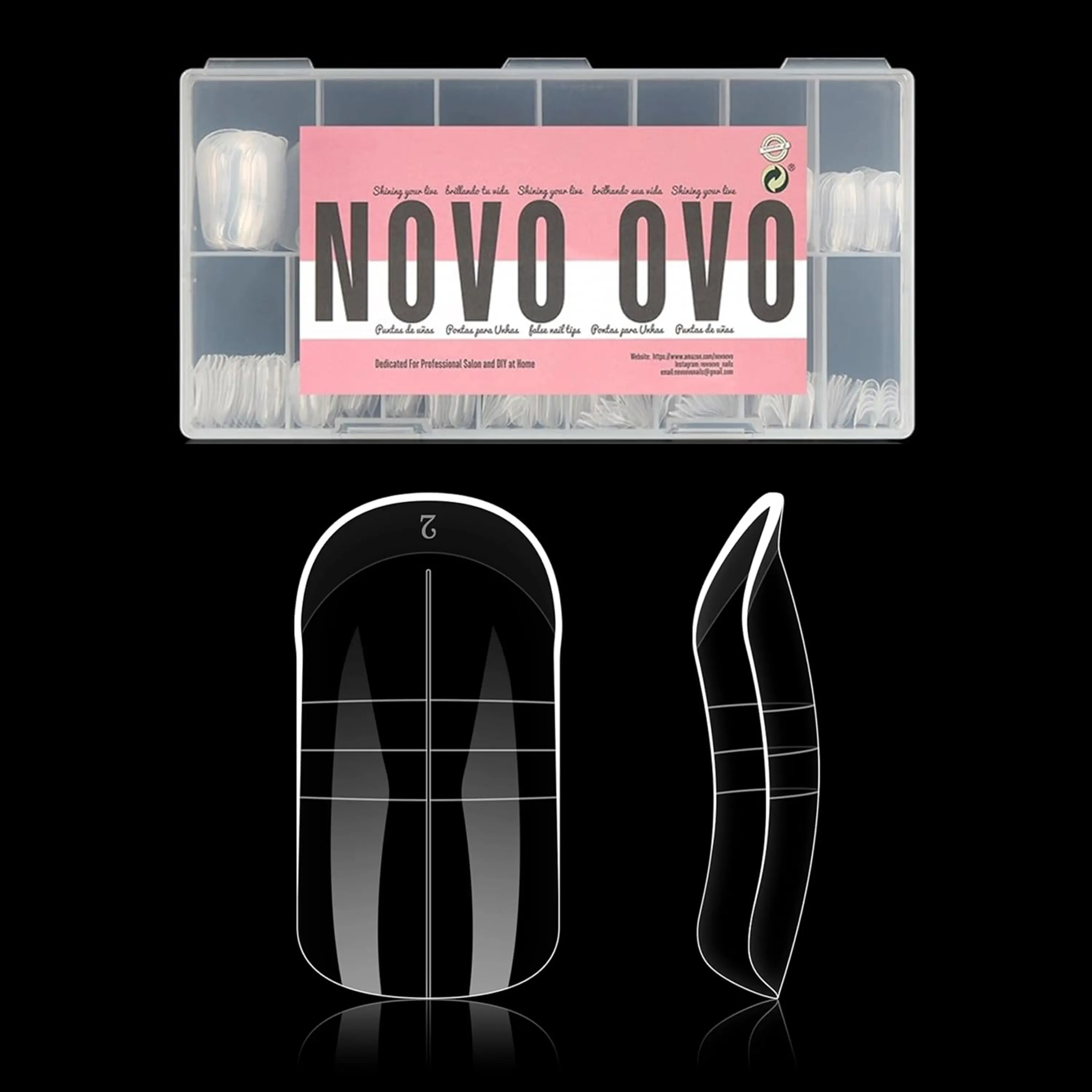 NOVOOVO Toe Dual Nail Forms, 300 Pcs Reusable Molds for Poly Gel Toenail Extension & DIY Gel Nails at Home, Full Cover with Measurement Guides, 15 Sizes, Cost-Effective, Unisex, Diy False Toenails, Pmma Material, Nail Hacks, Environmentally Friendly