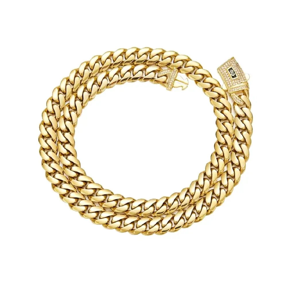 Unisex Cuban Link Chain Jewelry Set, Gold-Plated 24" Necklace and 8" Arm Candy Bracelet with Iced-Out Bling Effect, Accessory Set