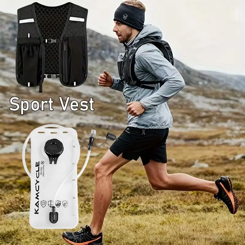 Women-Men Running Vest with 2L Water Bladder, Lightweight & Breathable Design, Reflective Stripes & Functional Pockets, 5L Capacity, Jogging Equipment