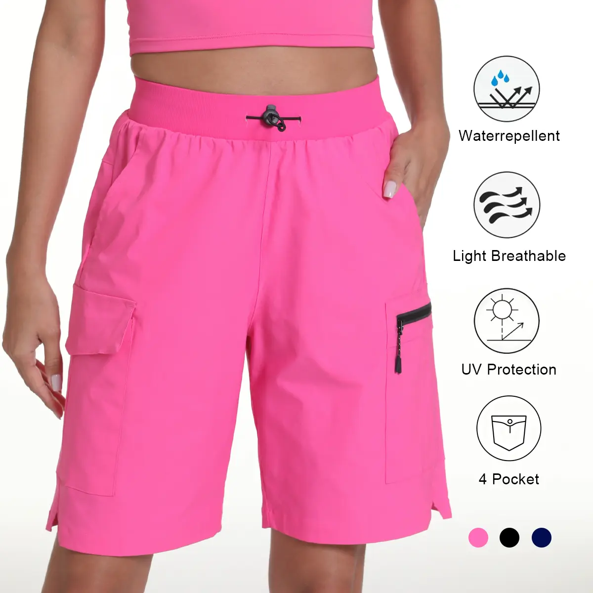 Women's Quick Dry Multi-Pocket Cargo Shorts - 4 Pockets, Back To School for Students, Ideal for Hiking & Athletic Gym Wear 501