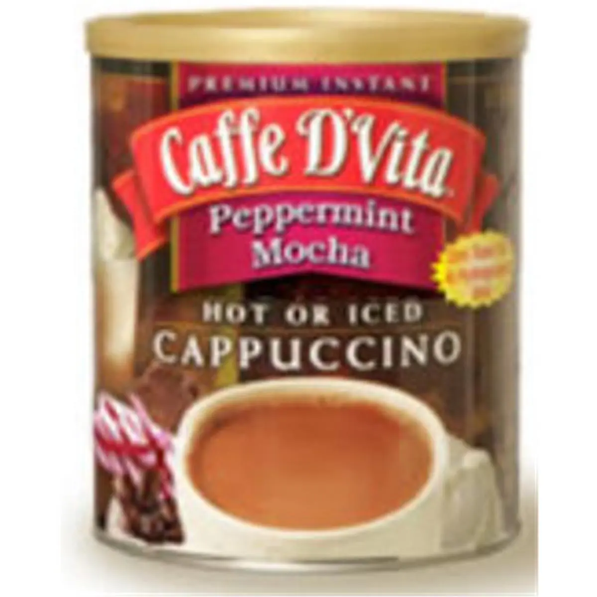 Caffe DVita Peppermint Mocha Flavor Cappuccino Coffee Beverage - Low Sodium, Trans Fat Free - 6 x 1lb Canisters