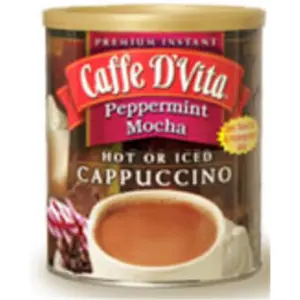 Caffe DVita Peppermint Mocha Flavor Cappuccino Coffee Beverage - Low Sodium, Trans Fat Free - 6 x 1lb Canisters