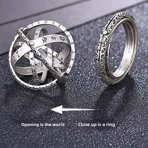 Deformation Astronomical Ball Ring Men's Trendy Student Single Flip Necklace Men's Universe Creative Lady Couple Personality