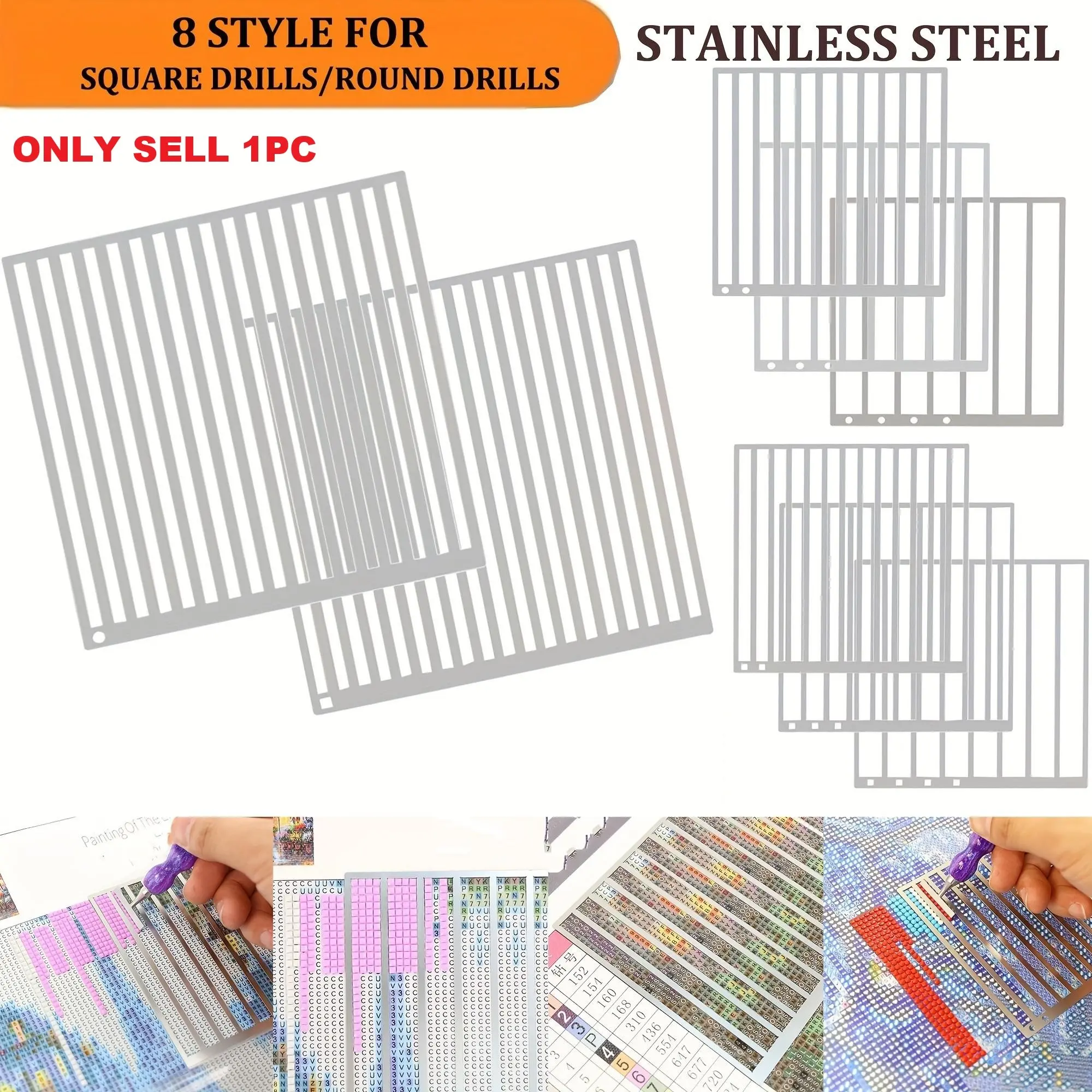 Stainless Steel Diamond Painting Ruler, 1/2/3/4 Rows, Suitable for Square/round Drills, Compatible with Resin Diamonds, Crafts, DIY Tool Set, Diamond Art Tools