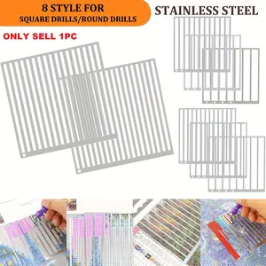 Stainless Steel Diamond Painting Ruler, 1/2/3/4 Rows, Suitable for Square/round Drills, Compatible with Resin Diamonds, Crafts, DIY Tool Set, Diamond Art Tools